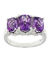 Silver Diamond and Amethyst Ring