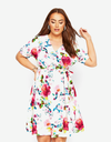 Floral Border Wrap Dress