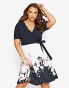 Floral Border Wrap Dress