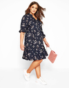 Navy Floral Tiered Dress